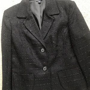 Women Blazer Jacket SZ12 BLK w/BLK Metallic Thread